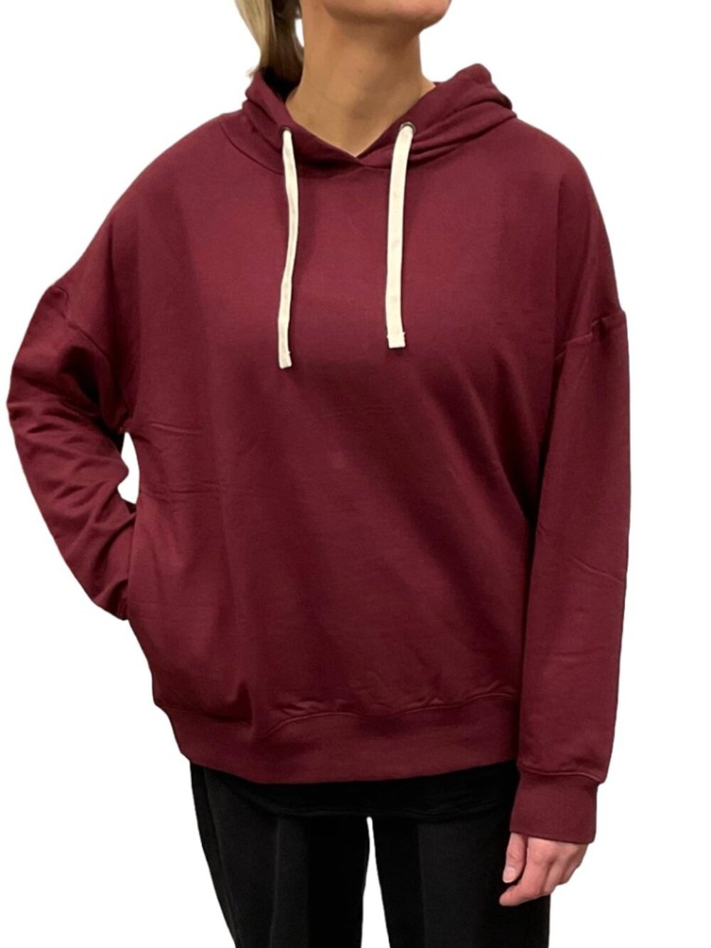 Maroon Buffalo David Bitton Women's Super Soft Pullover Hoodie with Side Pockets